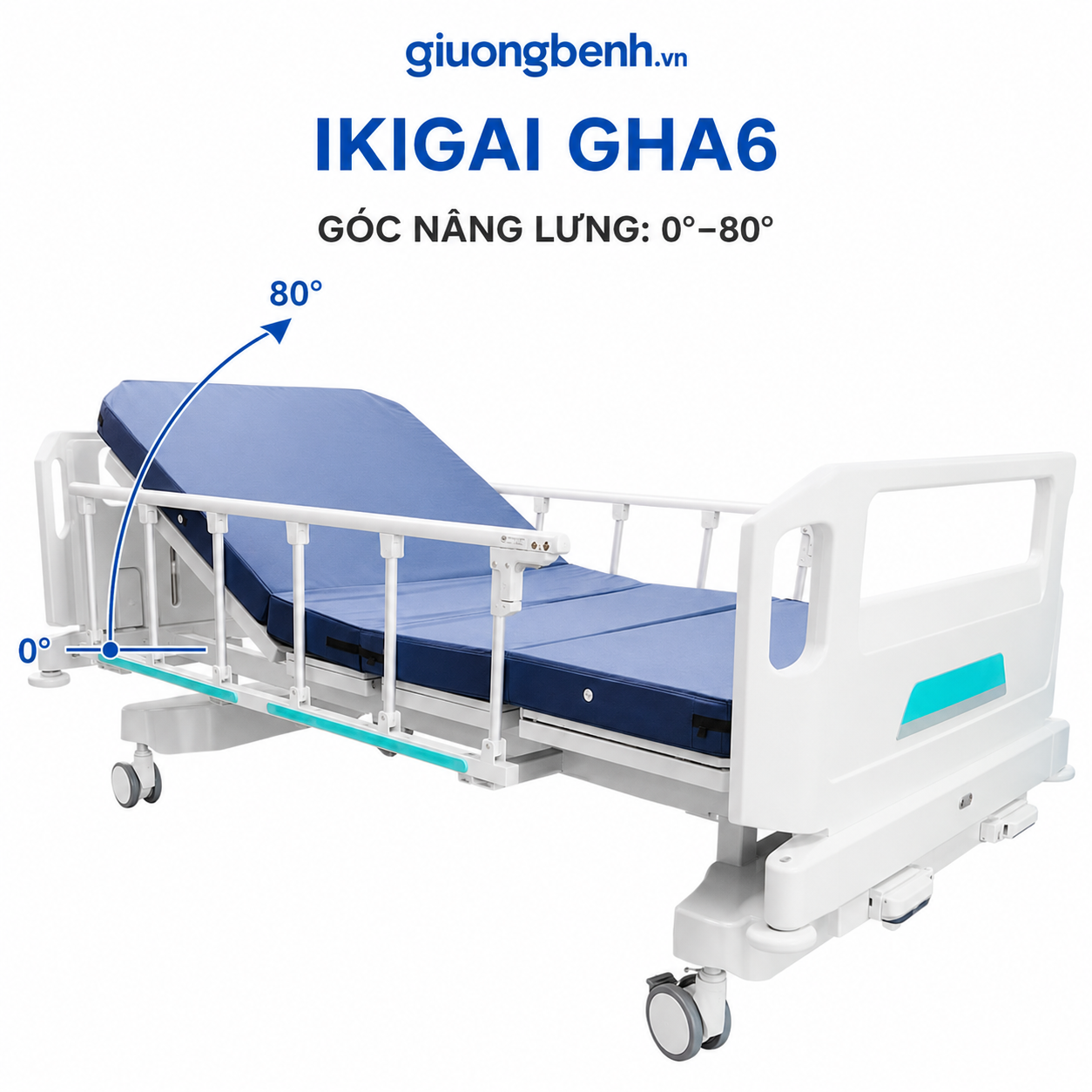 Giường y tế 2 tay quay cao cấp IKIGAI GHA6